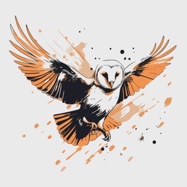 Beyaz arkaplandaki bir baykuşun yansıması.