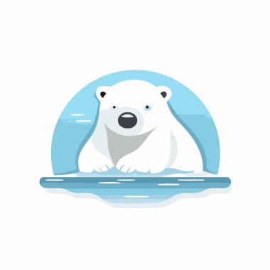 Sudaki kutup ayısı. Düz biçimli vektör illüstrasyonu.