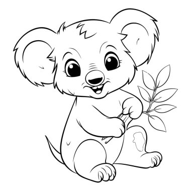 Çocuklar için boyama kitabı. Ağaç dallı bir Koala.