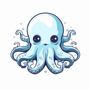Sevimli ahtapot karakteri. Vektör illüstrasyonu beyaz arkaplanda izole edildi.