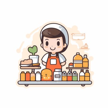 Markette çalışan bir adamın hoş bir çizimi..