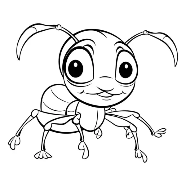 Cartoon Ant Coloring Book Children Vector Illustration — Stock Vector