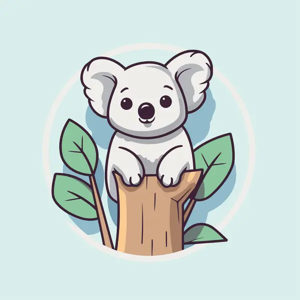 Carino Koala Seduto Ramo Albero Illustrazione Vettoriale — Vettoriale Stock