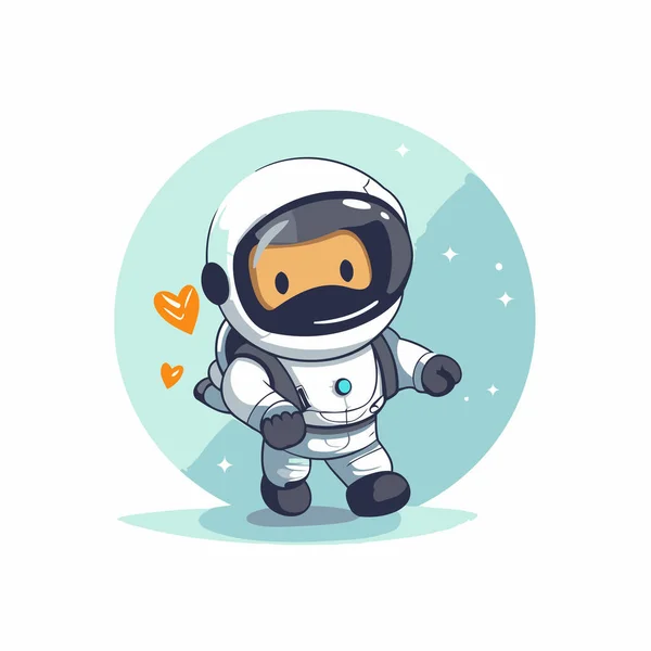 Astronaute Avec Cœur Main Illustration Vectorielle Sur Fond Blanc — Image vectorielle