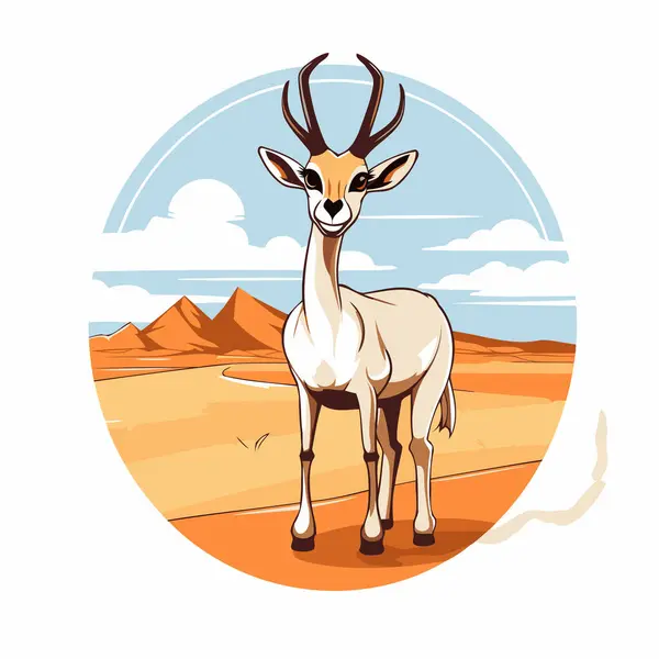 Pronghorn Antilope Woestijn Vector Illustratie Voor Ontwerp — Stockvector