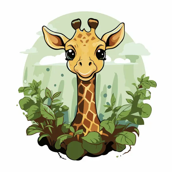 Girafe Dans Jungle Illustration Vectorielle Dessin Animé Mignon — Image vectorielle