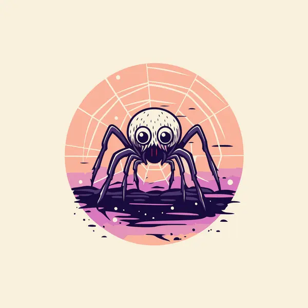 Plantilla Diseño Logo Spider Ilustración Vectorial Una Araña Dibujos Animados — Archivo Imágenes Vectoriales