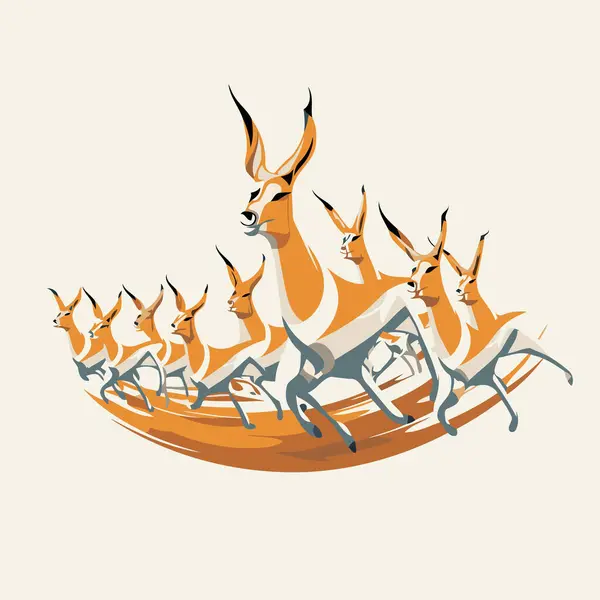Antilopa Běží Terénu Vektorová Ilustrace Kresleném Stylu — Stockový vektor