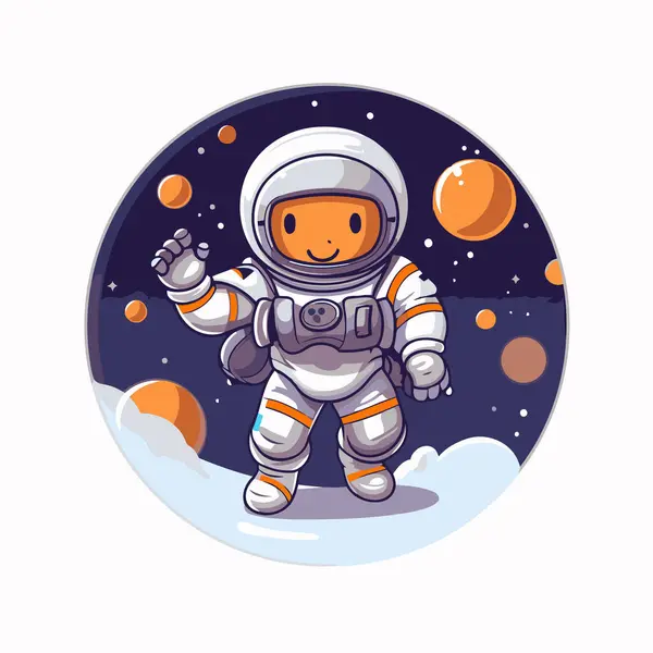 Astronaut Ruimte Leuke Stripfiguur Vectorillustratie — Stockvector