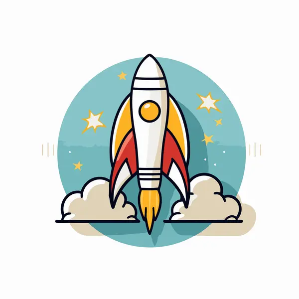 Rocket Icon Flat Design Style Startup Vector Illustration White Background — Stock Vector