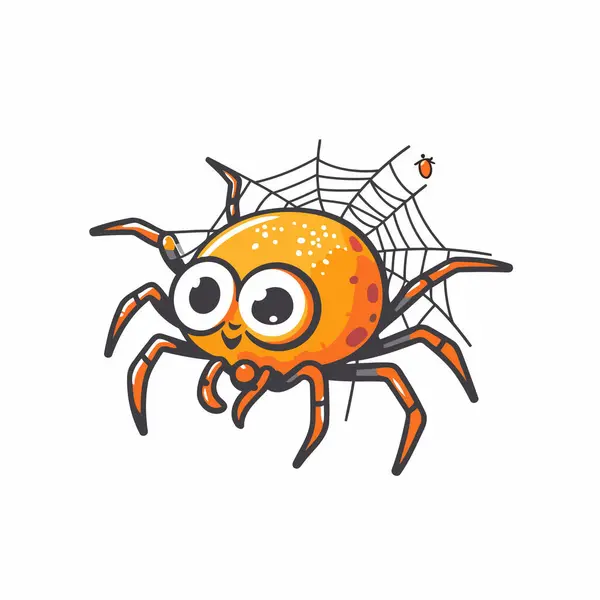 Cute Cartoon Spider Isolated White Background Halloween Vector Illustration — Stock Vector