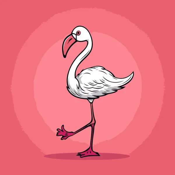 Flamingo Pembe Arka Planda Bir Flamingonun Vektör Çizimi — Stok Vektör