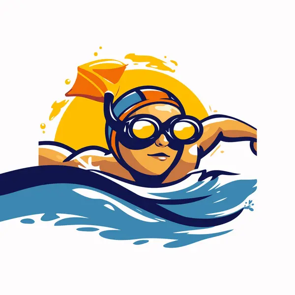 Swimming Pool Vector Logo Design Swimming Club Logo Design Template — Stock Vector