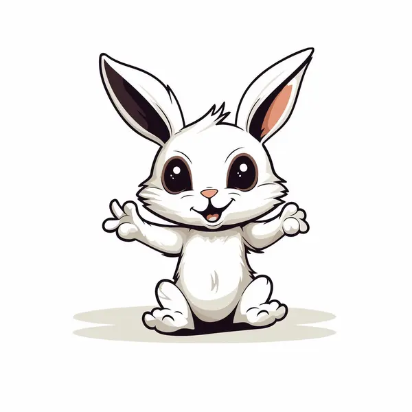 Мультфильм Кролике Белом Фоне Векторная Иллюстрация Милого Мультяшного Кролика — стоковый вектор