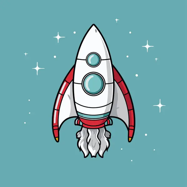 Rocket Icon Flat Style Spaceship Vector Illustration Blue Background — Stock Vector