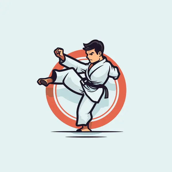 Taekwondo Vektor Illustration Eines Karate Kämpfers — Stockvektor