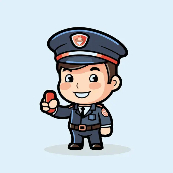 Polis Karakteri Sevimli Çizgi Polis Vektör Llüstrasyonu — Stok Vektör