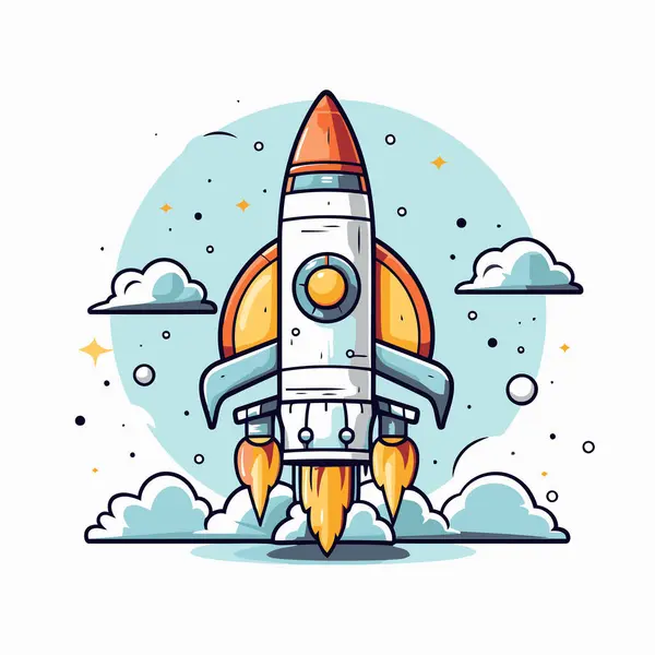 Space Rocket Icon Flat Cartoon Style Spaceship Vector Illustration — Stock Vector