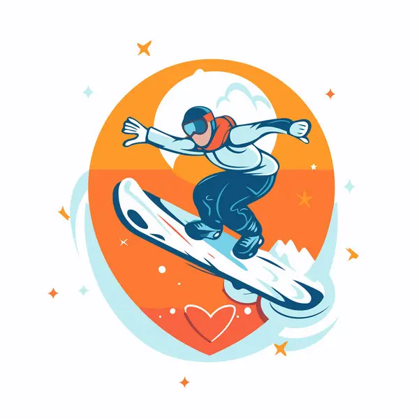 Snowboarder Jumping Air Vector Illustration Cartoon Style — Stock Vector