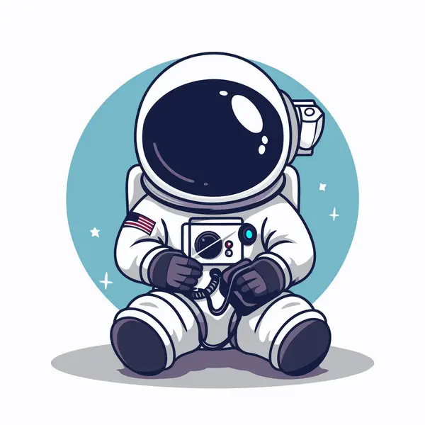 Astronaut Witte Achtergrond Vector Illustratie Cartoon Stijl — Stockvector