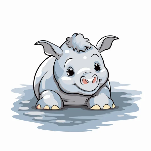Bébé Rhinocéros Mignon Isolé Sur Fond Blanc Illustration Vectorielle — Image vectorielle