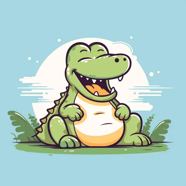 Mignon Crocodile Illustration Vectorielle Crocodile Dessin Animé — Image vectorielle