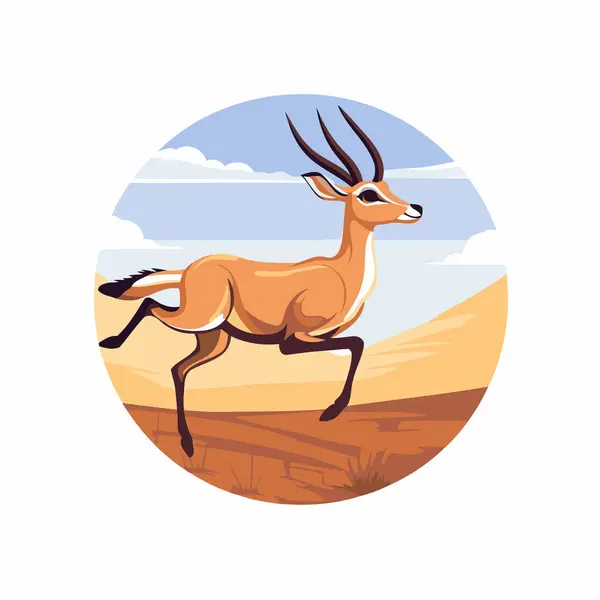 Divoká Africká Antilopa Poušti Vektorová Ilustrace Plochém Stylu — Stockový vektor