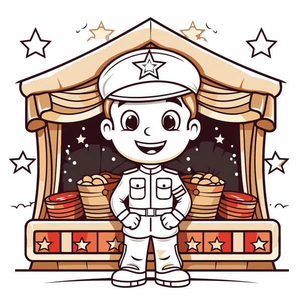 Astronauta Nel Circo Carino Cartone Animato Vettoriale Illustrazione — Vettoriale Stock