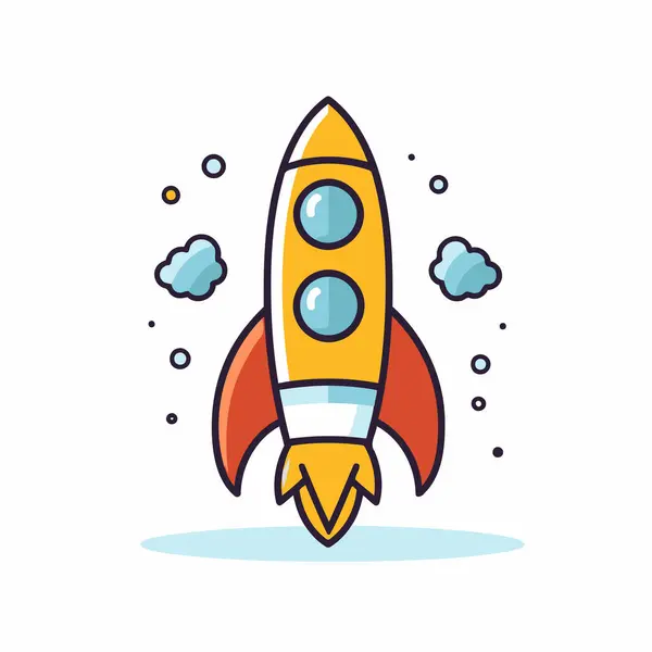 Rocket Flat Line Icon Spaceship Start Concept Vector Illustration — Stock Vector