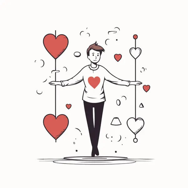 Ντρας Ερωτευμένος Καρδιές Ιδέα Του Αγίου Βαλεντίνου Εικονογράφηση Διανύσματος — Διανυσματικό Αρχείο