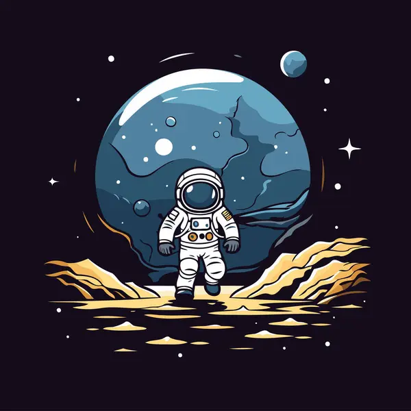 Astronaut Maan Vector Illustratie Astronaut Ruimte — Stockvector