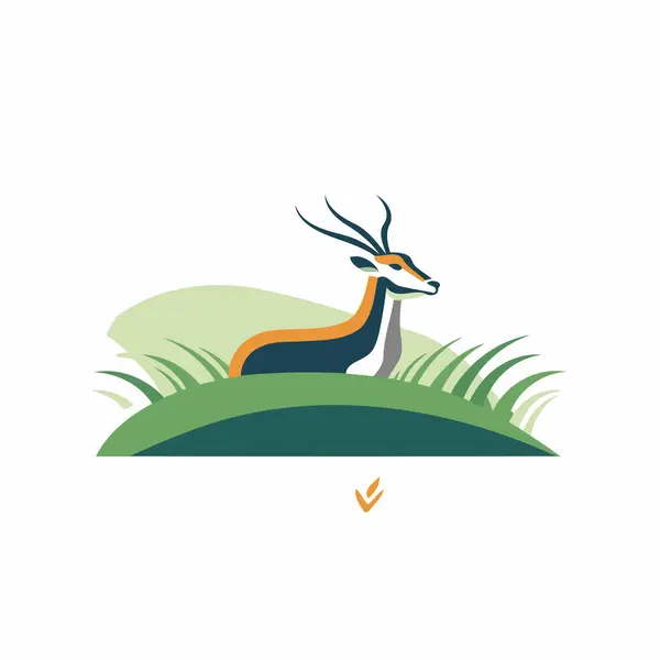 Antilopa Trávě Vektorová Ilustrace Divokého Zvířete — Stockový vektor