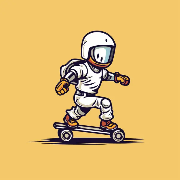 Een Astronaut Een Skateboard Vector Illustratie Voor Ontwerp — Stockvector