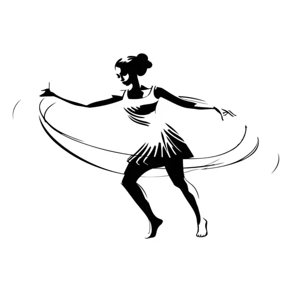 Silhouette Einer Ballerina Auf Weißem Hintergrund Vektorillustration — Stockvektor