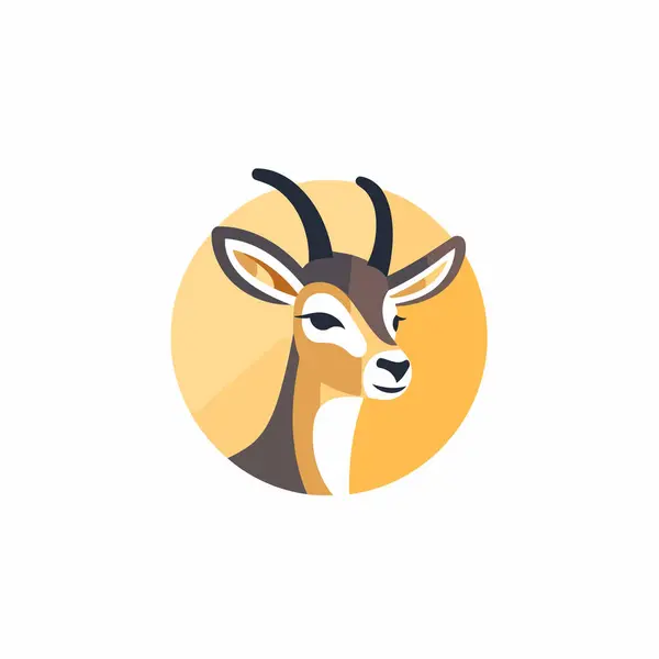 Gazelle Hoofd Pictogram Platte Kleur Stijl Zoogdieren Zoogdieren — Stockvector
