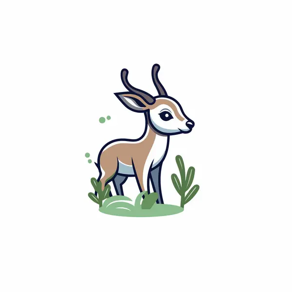 Modèle Logo Cerf Illustration Vectorielle Animal Sauvage Plat — Image vectorielle