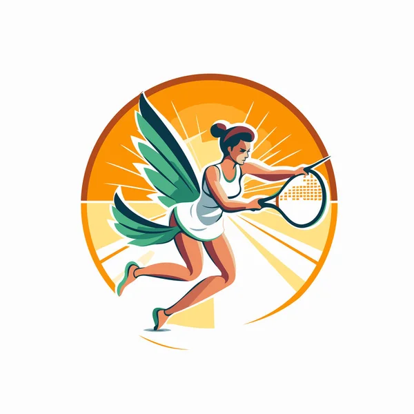 Tennisser Met Racket Bal Vector Illustratie Witte Achtergrond — Stockvector