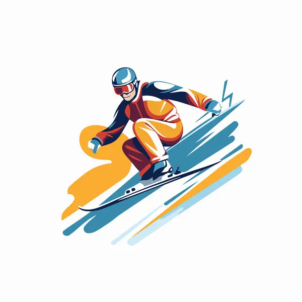 Snowboardcu Kayakçı Serbest Stil Spor Vektör Çizimi — Stok Vektör