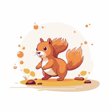 Şirin sincap. Çizgi film karakteri. Düz bir şekilde vektör illüstrasyonu.