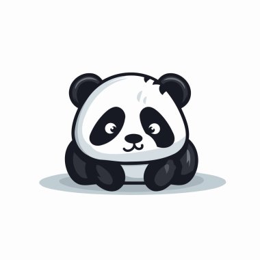 Yerde oturan sevimli panda. Çizgi film tarzında vektör illüstrasyonu.