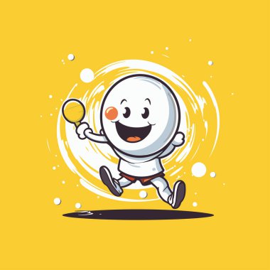 Sarı Arkaplanda Koşan Sevimli Bir Kartopu Çizimi