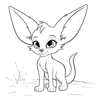 Şirin küçük kedi yavrusu. Boyama kitabı veya sayfa için vektör illüstrasyonu.