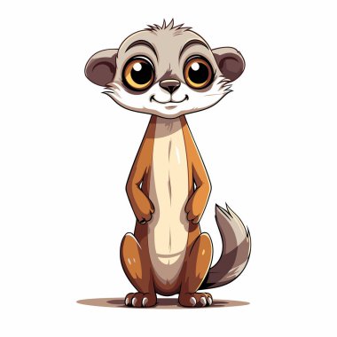 Beyaz arkaplanda izole edilmiş şirin küçük mirket çizgi film vektör çizimi.