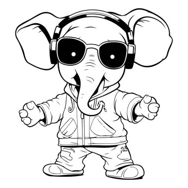 Fil Astronot Çizgi Filmi Maskot Karakteri Vektör İllüstrasyonu.
