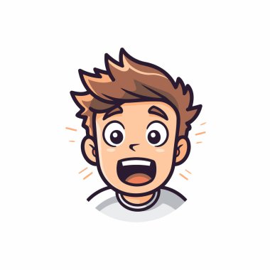 Şaşkın çocuk suratı. Vektör çizimi. Beyaz arkaplanda izole.