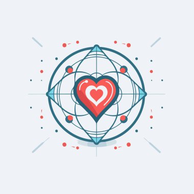 Kutsal geometri ile kalbin vektör illüstrasyonu. Web ve yazdırma için çizgi çizimi.