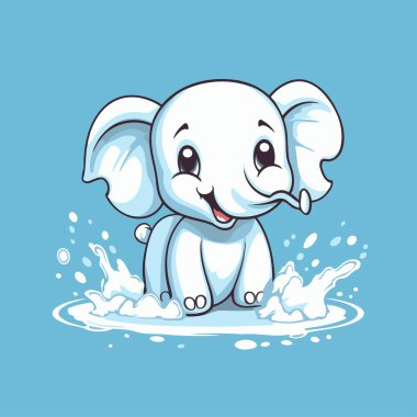 Süt lekeli şirin bir fil karakteri. Vektör illüstrasyonu.
