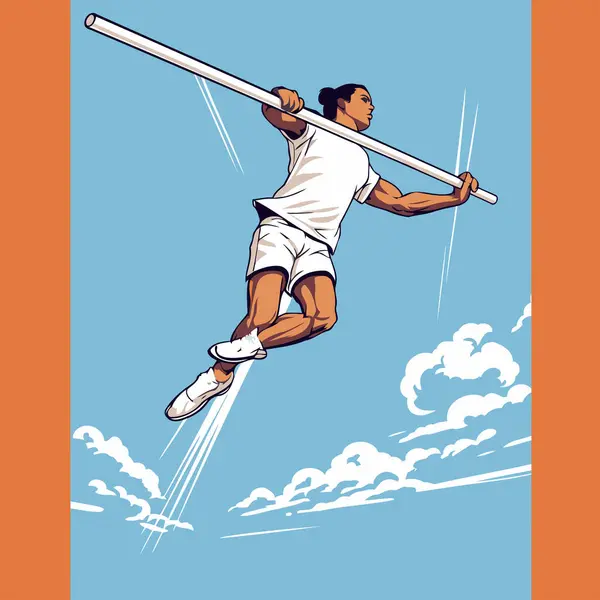 Athletischer Mann Der Hoch Den Himmel Fliegt Vektorillustration — Stockvektor