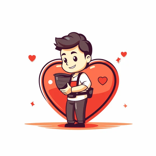 Του Αγίου Βαλεντίνου Άνθρωπος Καρδιά Εικονογράφηση Διανύσματος — Διανυσματικό Αρχείο