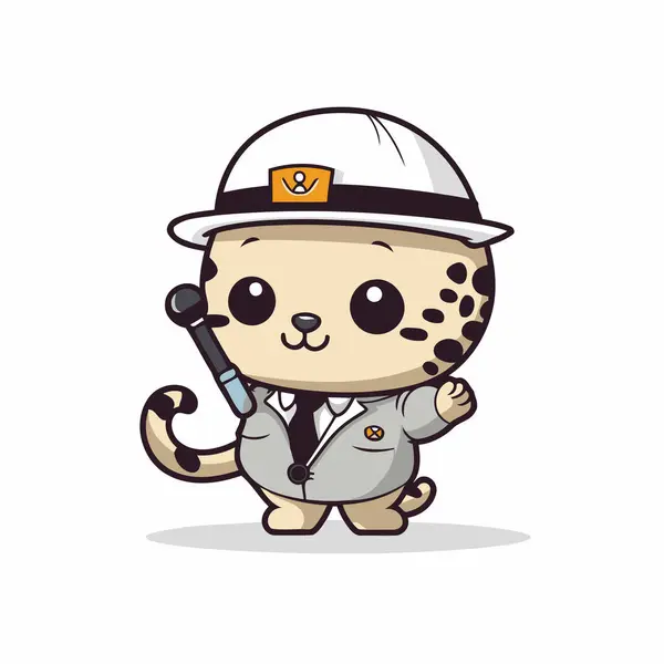 Leopard Sailor Cartoon Mascot Character Mascot Design Vector — Stock Vector
